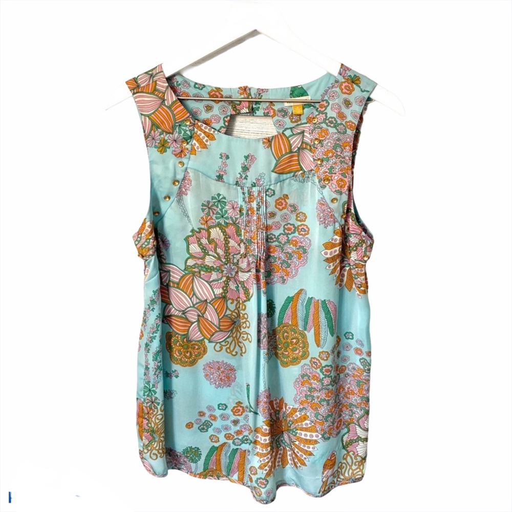 leifsdottir Floral Sleeveless Tank in Aqua, Pink & Orange